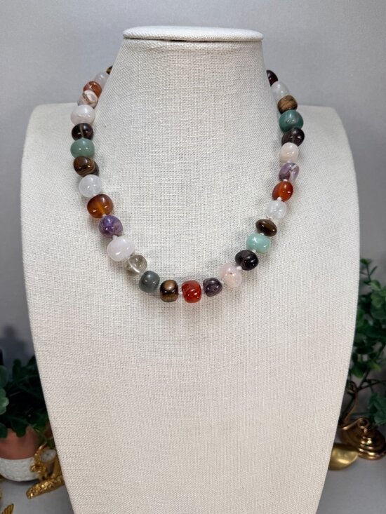 For Women Jewelry - Natural Gemstone Nugget Necklace Multi Stone Quartz Agate Aventurine